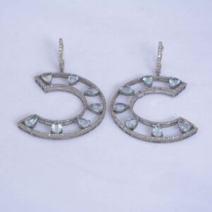 Chandiwals Crescent Aquamarine Earrings