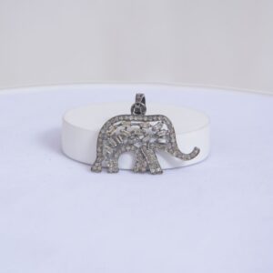 Majestic Grace Silver & Diamond Elephant Pendant