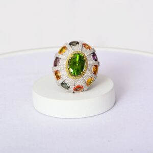 Celestial Harmony Peridot & Multi-Sapphire Ring